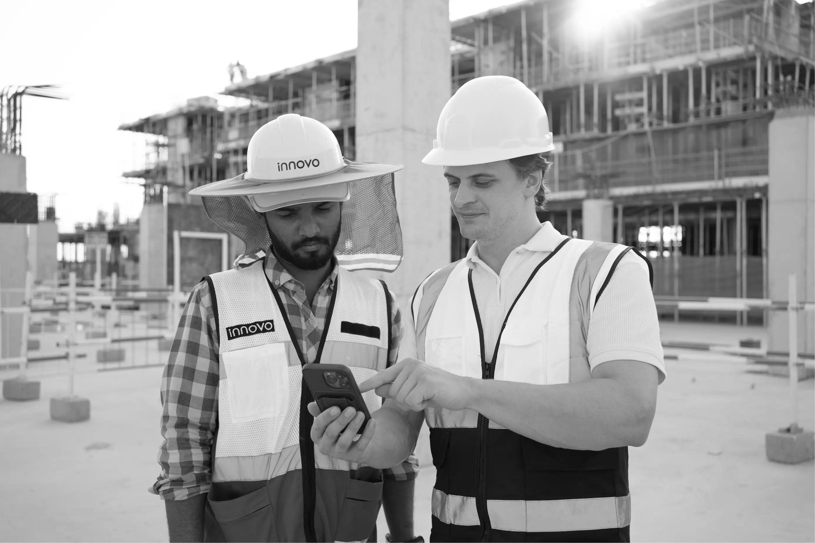 Construction site with safety monitoring technology