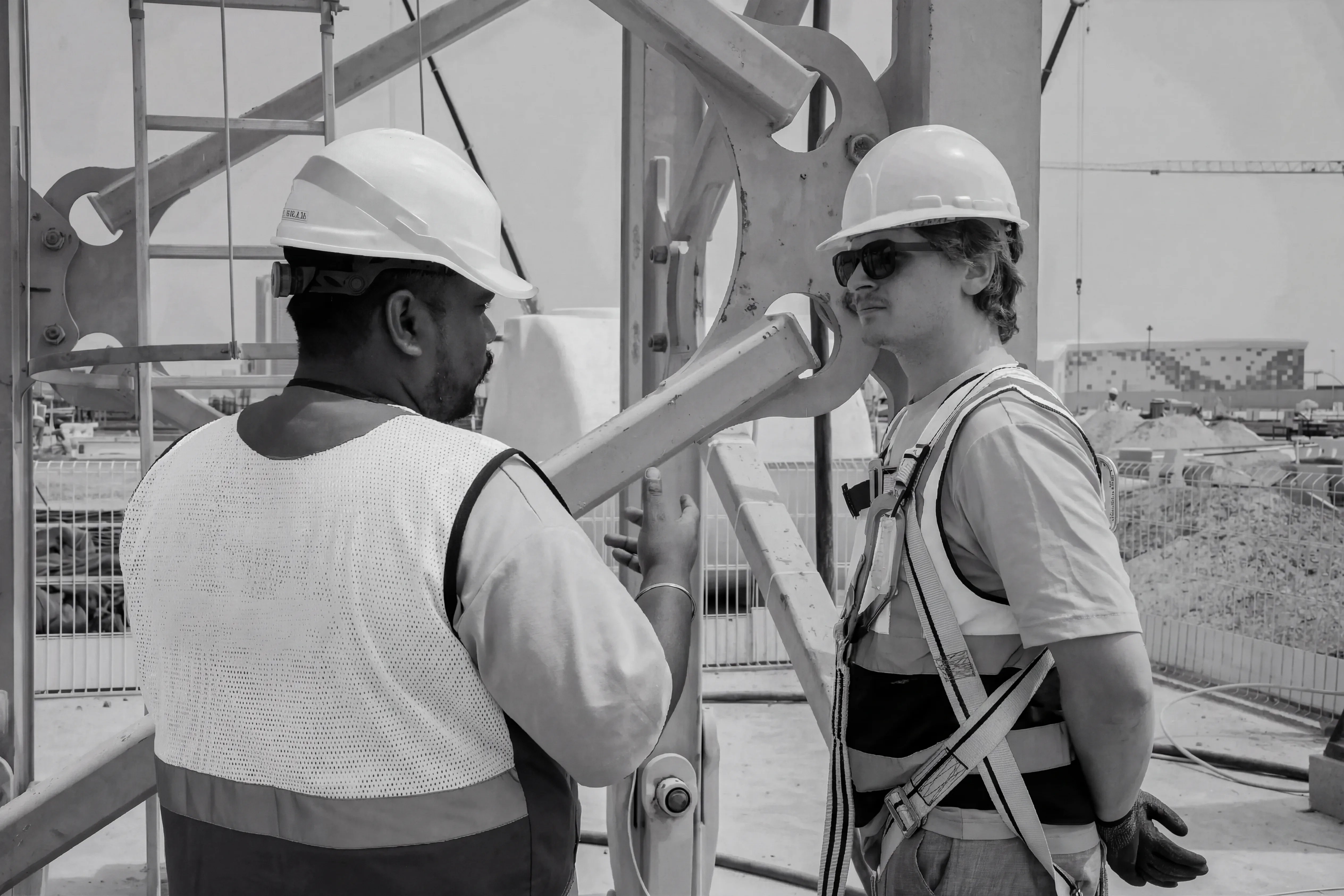 Team discussing industrial safety